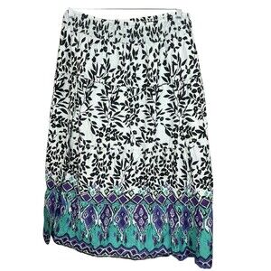 Soft Surroundings Boho Maxi Skirt Women XL Green Embellished Gypsy Peasant Artsy